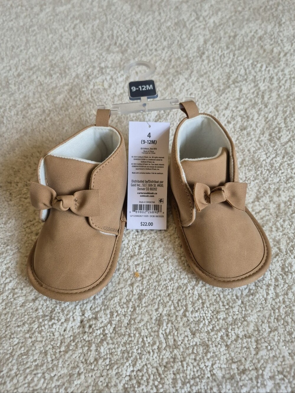 Baby Girl Bow High-Top Casual Shoes - Brown